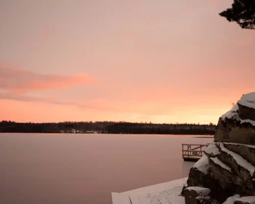Winter view at sunset at Ullinge
