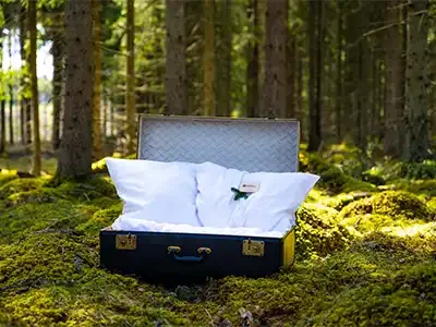 Resväska i skogen