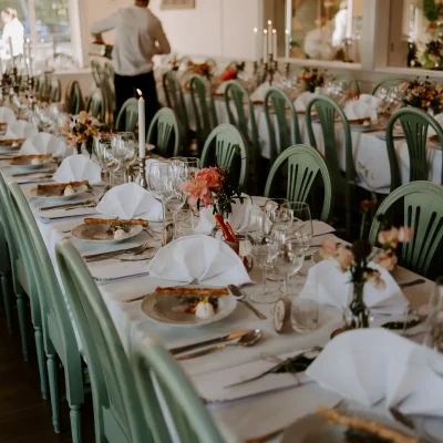 Wedding dinner in Ullinge's festively decorated restaurant